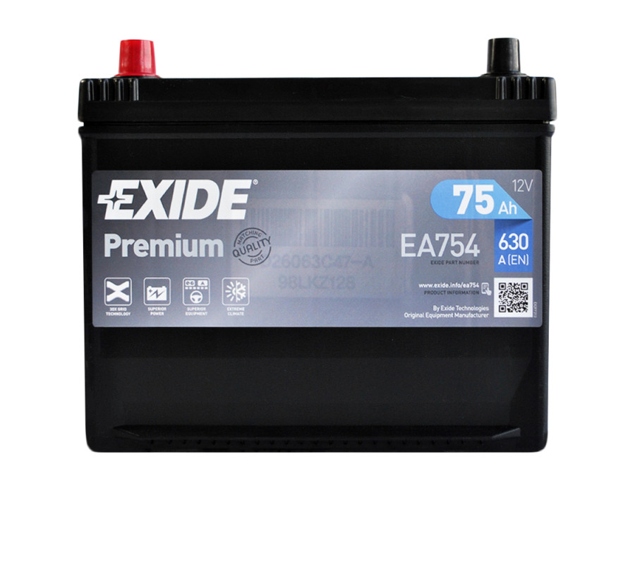 Автомобільний акумулятор Exide Premium 75Ah 630A EA754