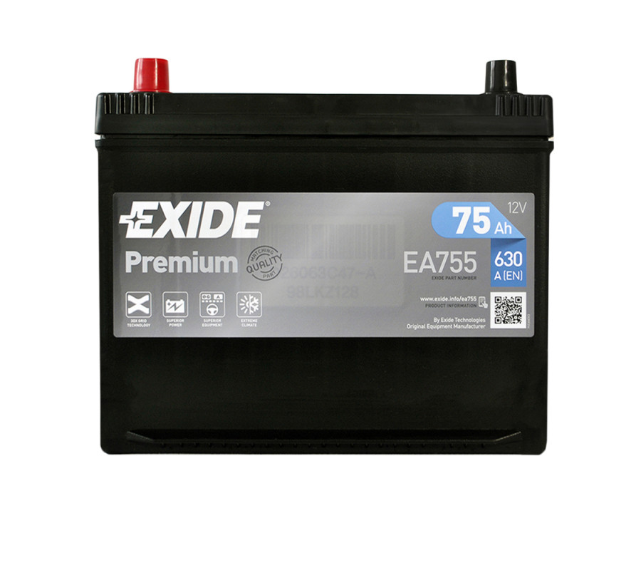 Автомобільний акумулятор Exide Premium 75Ah 630A EA755