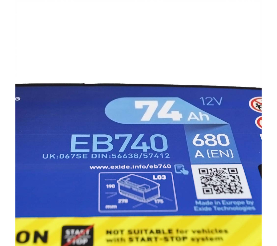 Автомобільний акумулятор Exide Excell 74Ah 680A EB740