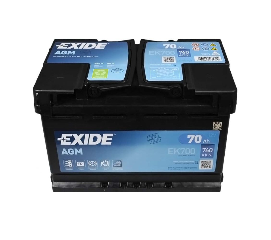 Автомобильный аккумулятор Exide 70Ah 760 A Start Stop AGM EK700