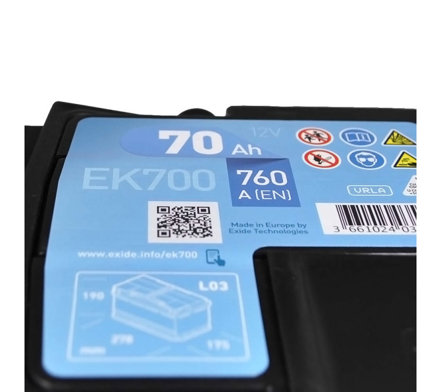 Автомобильный аккумулятор Exide 70Ah 760 A Start Stop AGM EK700