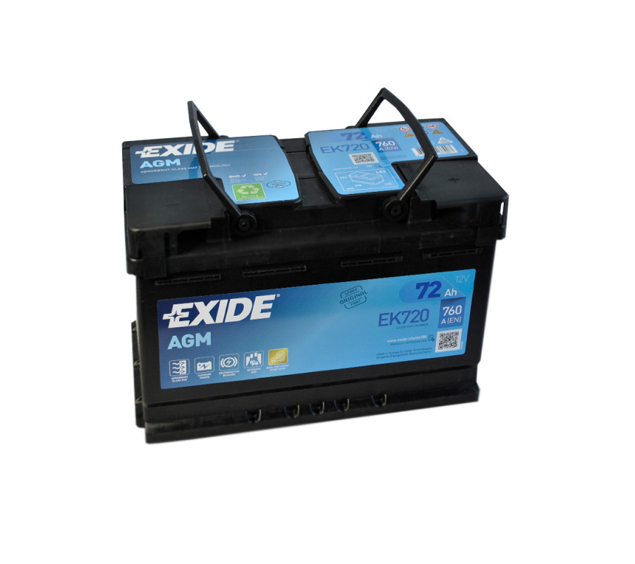 Автомобільний акумулятор Exide 72Ah 760 A Start Stop AGM EK720 (EK700)