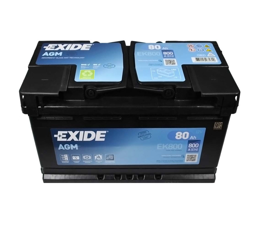Автомобільний акумулятор Exide 80Ah 800 A Start Stop AGM EK800