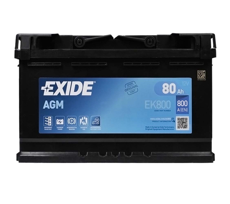 Автомобільний акумулятор Exide 80Ah 800 A Start Stop AGM EK800