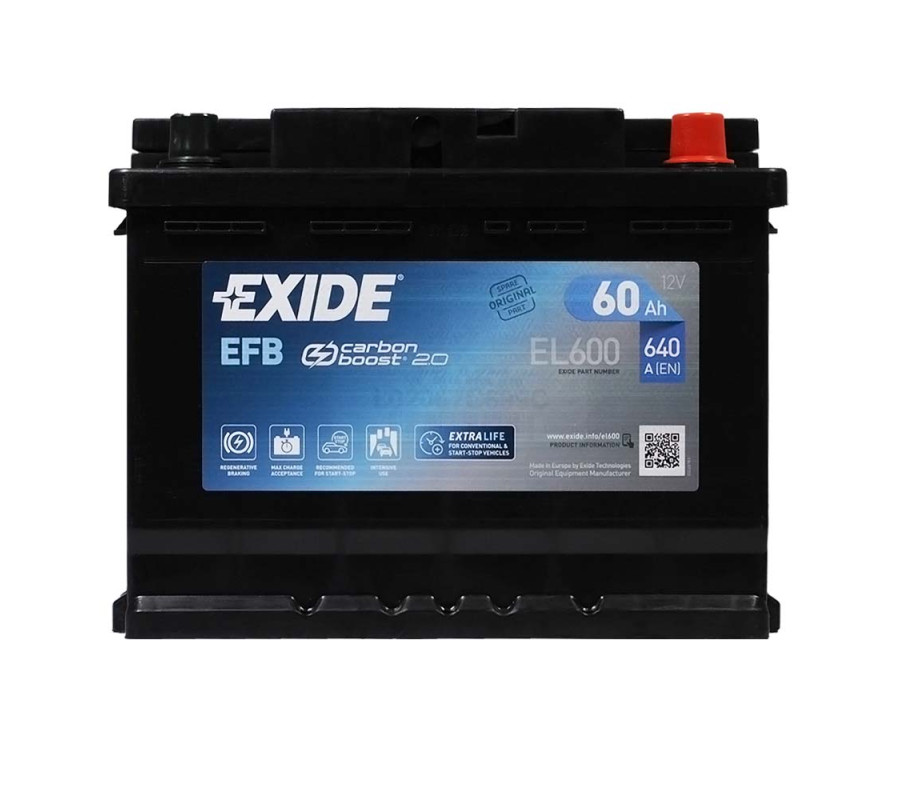 Автомобільний акумулятор Exide 60Ah 640 A Start Stop EFB EL600