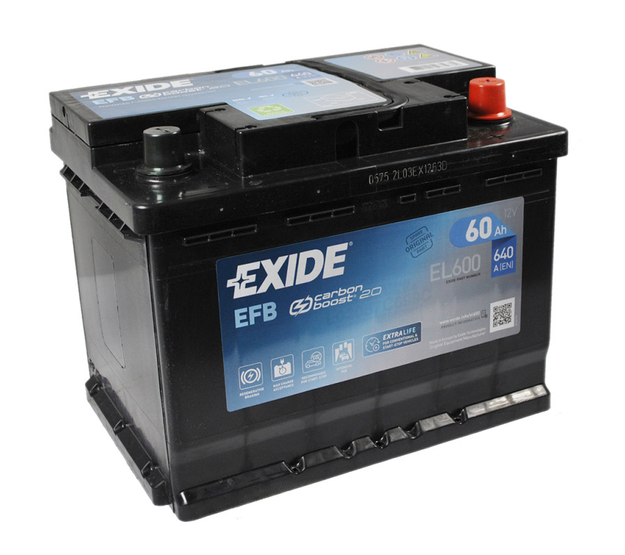 Автомобільний акумулятор Exide 60Ah 640 A Start Stop EFB EL600
