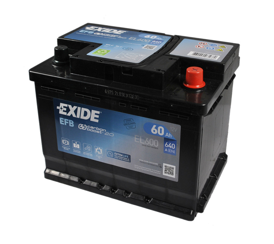 Автомобільний акумулятор Exide 60Ah 640 A Start Stop EFB EL600