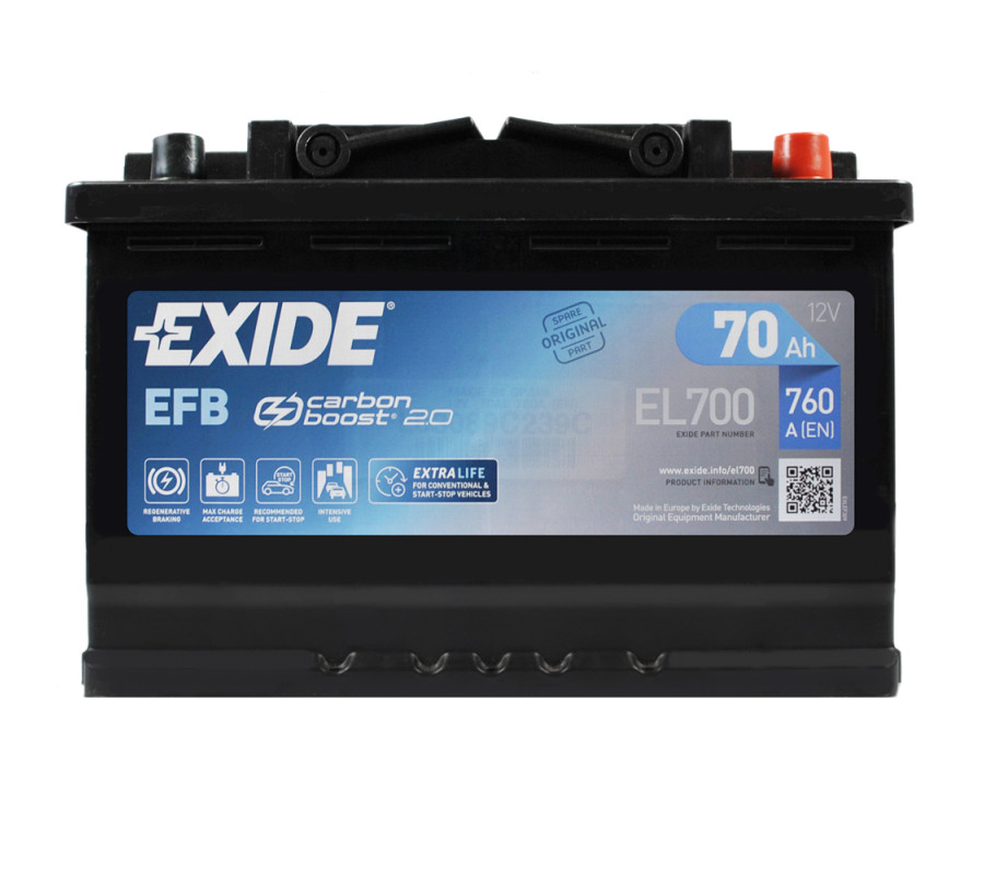 Автомобільний акумулятор Exide 70Ah 760 A Start Stop EFB EL700