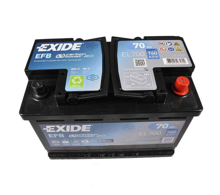 Автомобільний акумулятор Exide 70Ah 760 A Start Stop EFB EL700