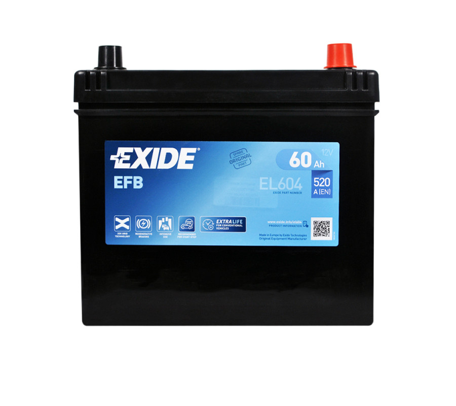 Автомобільний акумулятор Exide 60Ah 520A Start Stop EFB EL604