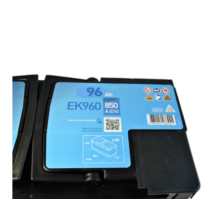 Автомобільний акумулятор Exide 96Ah 850 A Start Stop AGM EK960 (EK950)