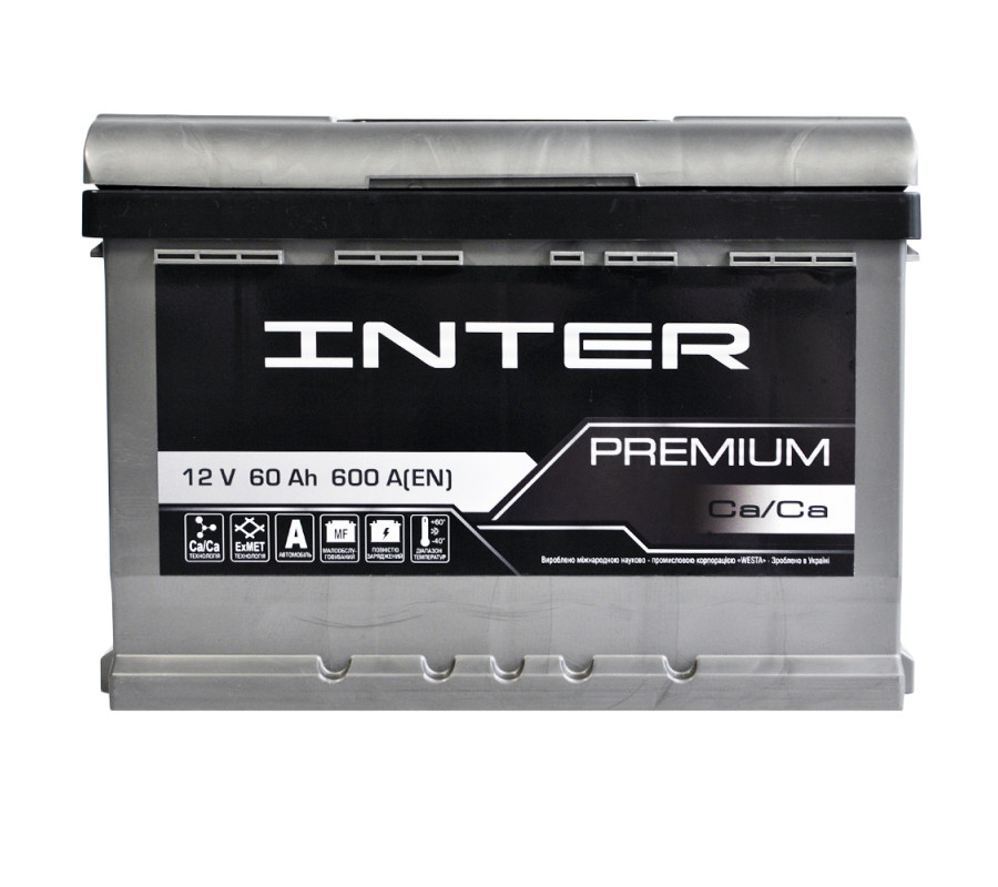 Автомобільний акумулятор WESTA INTER Premium 60Ah 600A R+