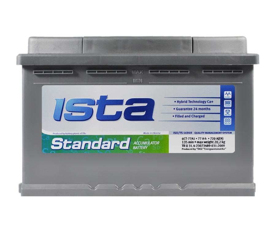 Автомобільний акумулятор ISTA Standard 77Аh 720А R+