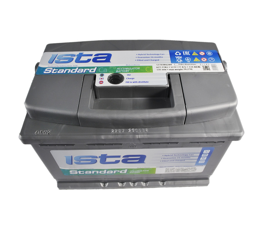 Автомобільний акумулятор ISTA Standard 77Аh 720А R+