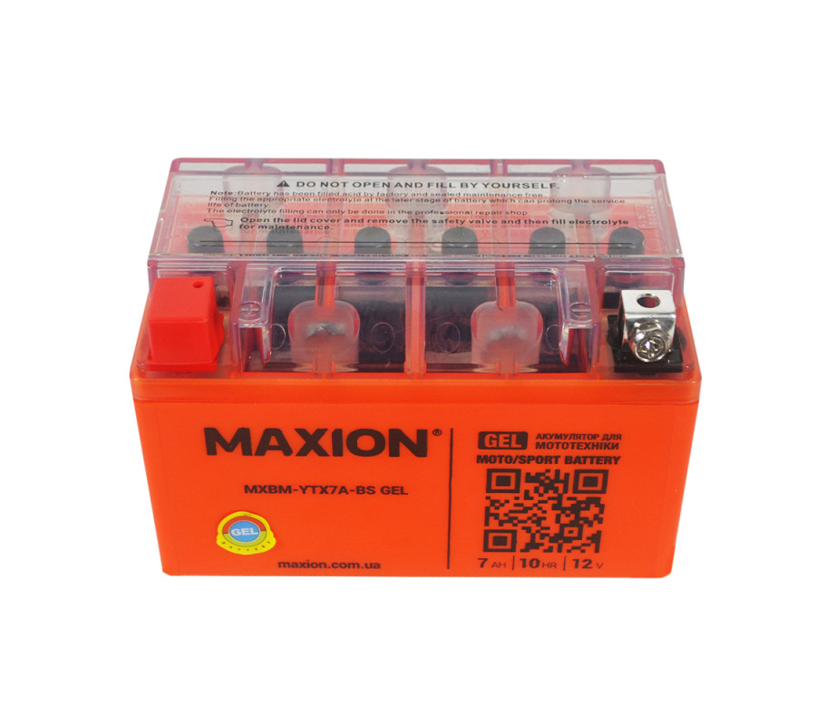 Мото акумулятор MAXION 12V 7Ah 90A YTX 7A-BS 12V L+ 
