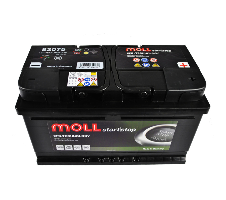 Автомобільний акумулятор MOLL EFB 75Ah 760A R+ Start Stop