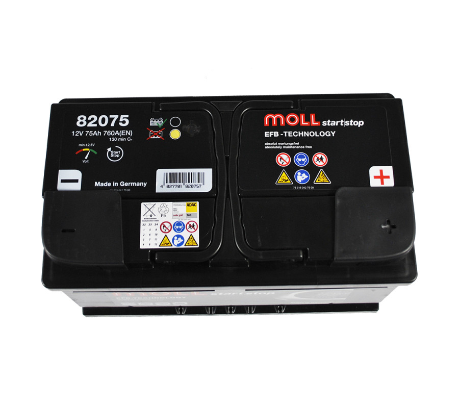 Автомобільний акумулятор MOLL EFB 75Ah 760A R+ Start Stop