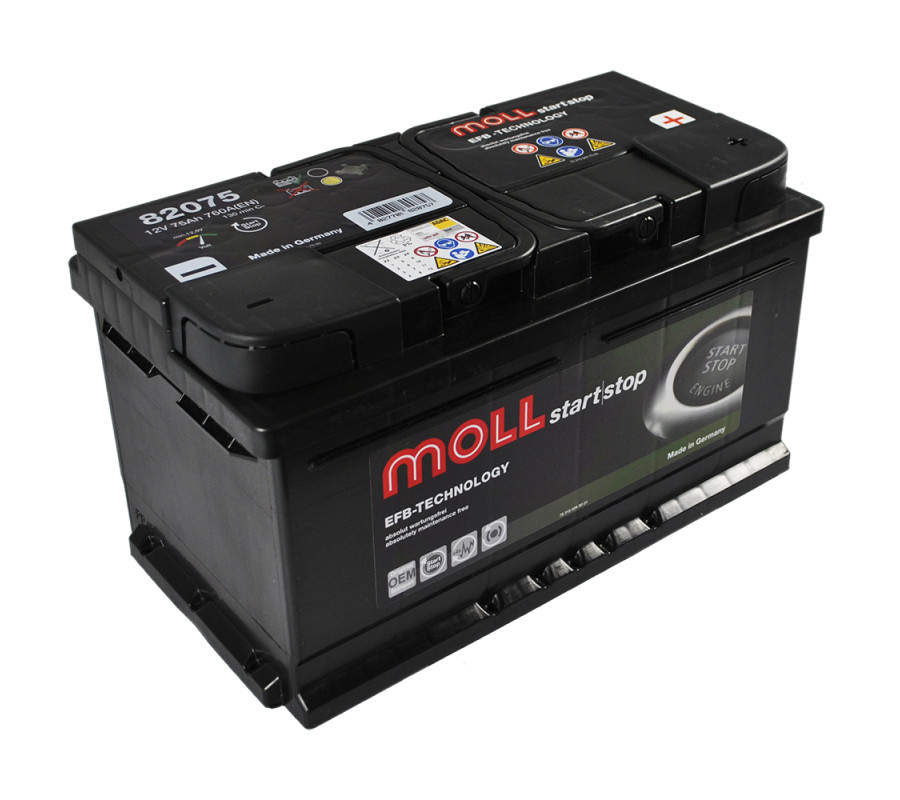 Автомобільний акумулятор MOLL EFB 75Ah 760A R+ Start Stop