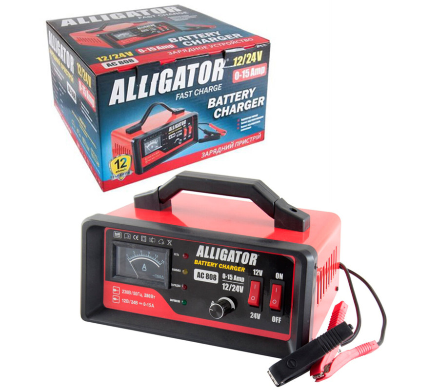 Зарядний пристрій Alligator 12/24V 15А