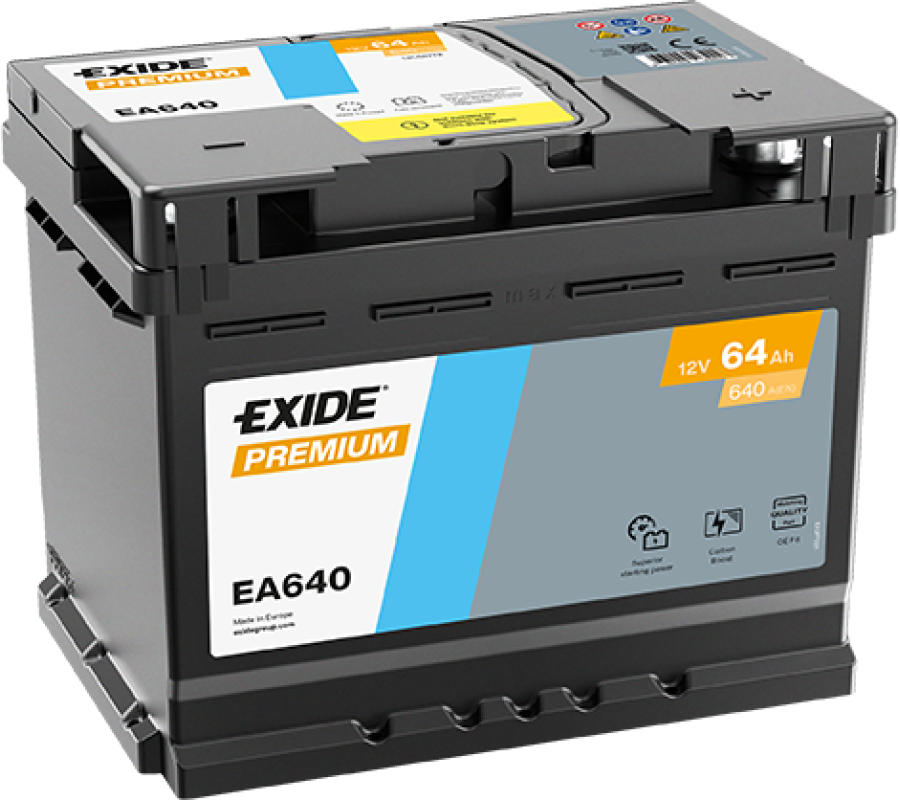 Автомобільний акумулятор Exide Premium 64Ah 640A EA640
