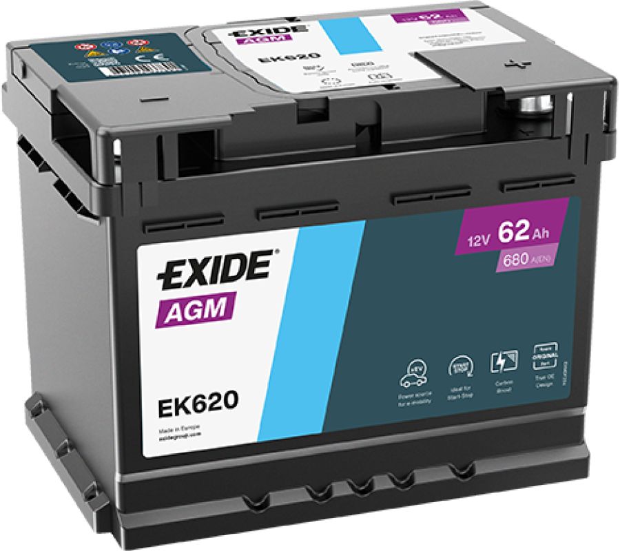 Автомобільний акумулятор Exide 62Ah 680 A Start Stop AGM EK620 (EK600)