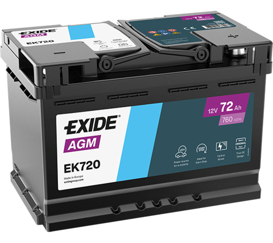 Автомобільний акумулятор Exide 72Ah 760 A Start Stop AGM EK720 (EK700)