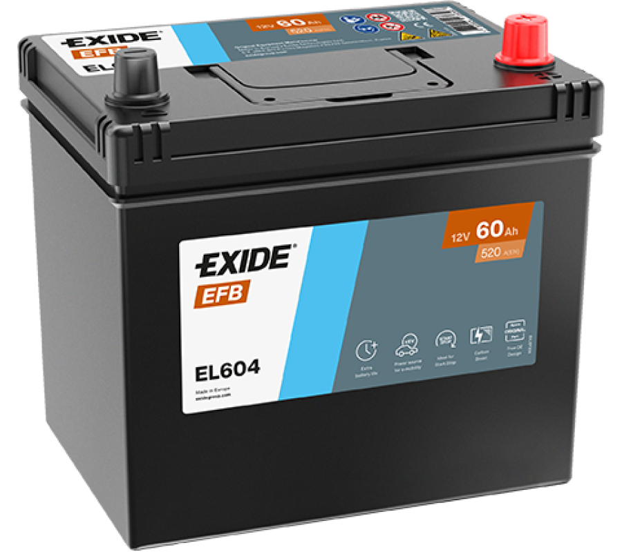Автомобільний акумулятор Exide 60Ah 520A Start Stop EFB EL604