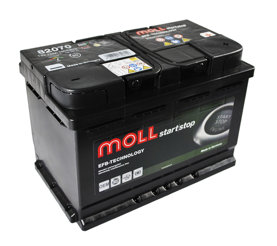 Автомобільний акумулятор MOLL EFB 70Ah 700A R+ Start Stop
