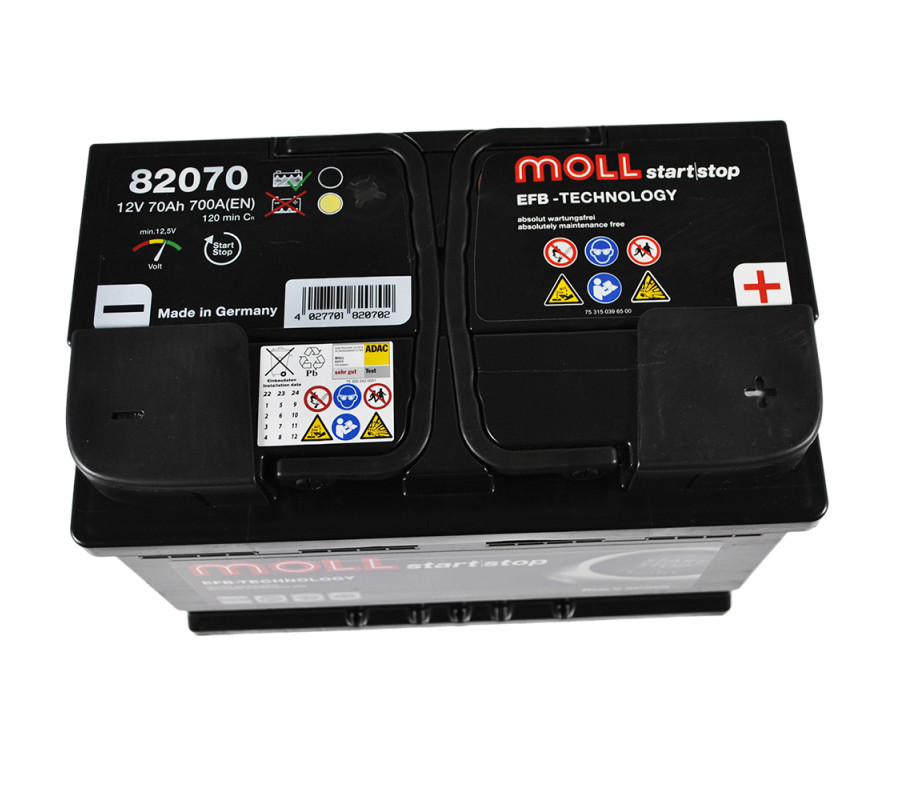 Автомобільний акумулятор MOLL EFB 70Ah 700A R+ Start Stop
