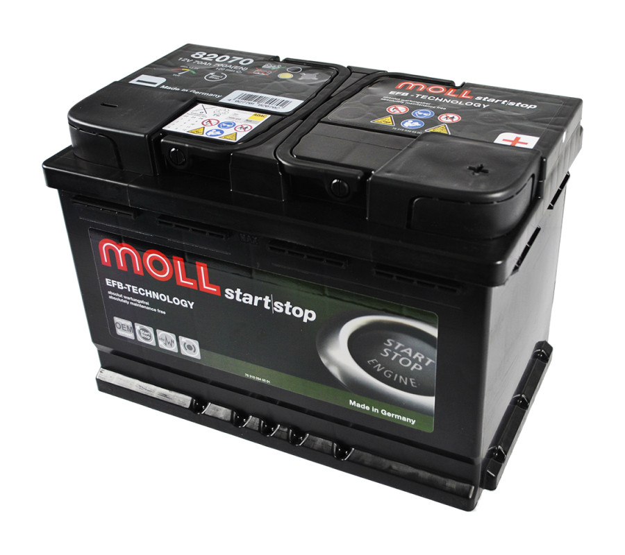 Автомобільний акумулятор MOLL EFB 70Ah 700A R+ Start Stop