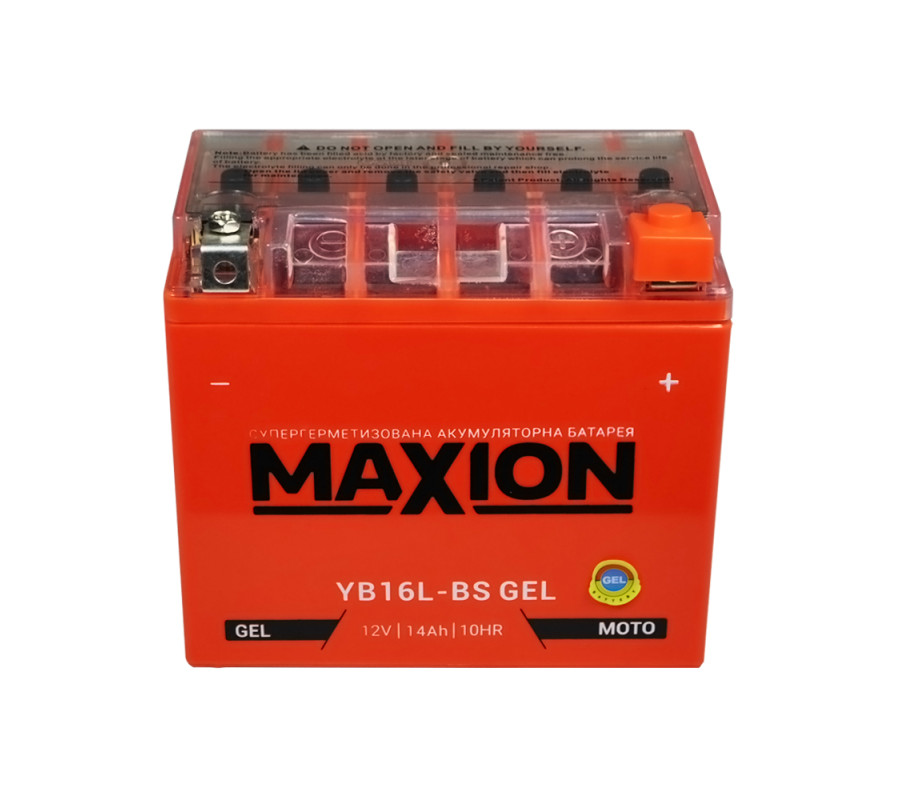 Мото акумулятор MAXION Gel 12V 14A R+ YB 16L-BS