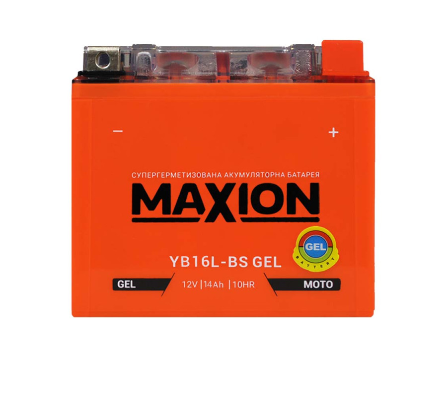 Мото акумулятор MAXION Gel 12V 14A R+ YB 16L-BS