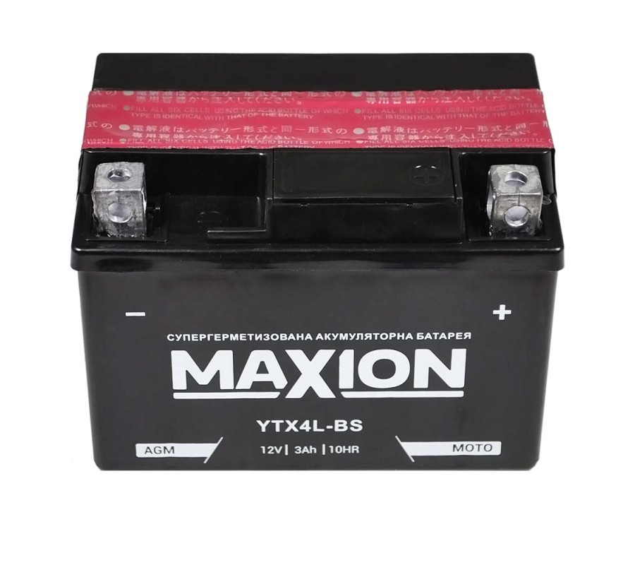 Мото акумулятор Maxion 12V 4A R+ YTX 4L-BS