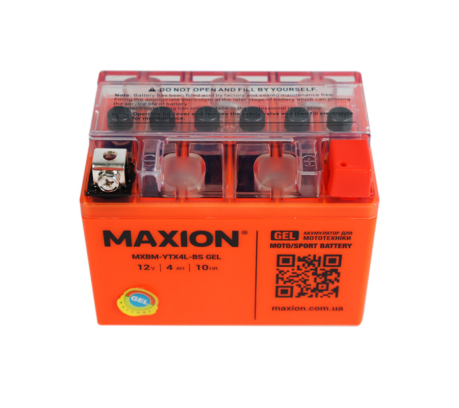 Мото акумулятор MAXION 12V 4Ah 50A R+ (правий +) YTX 4L-BS GEL