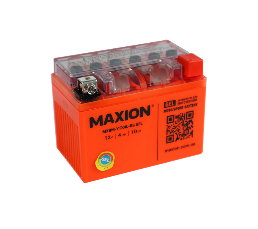 Мото акумулятор MAXION 12V 4Ah 50A R+ (правий +) YTX 4L-BS GEL